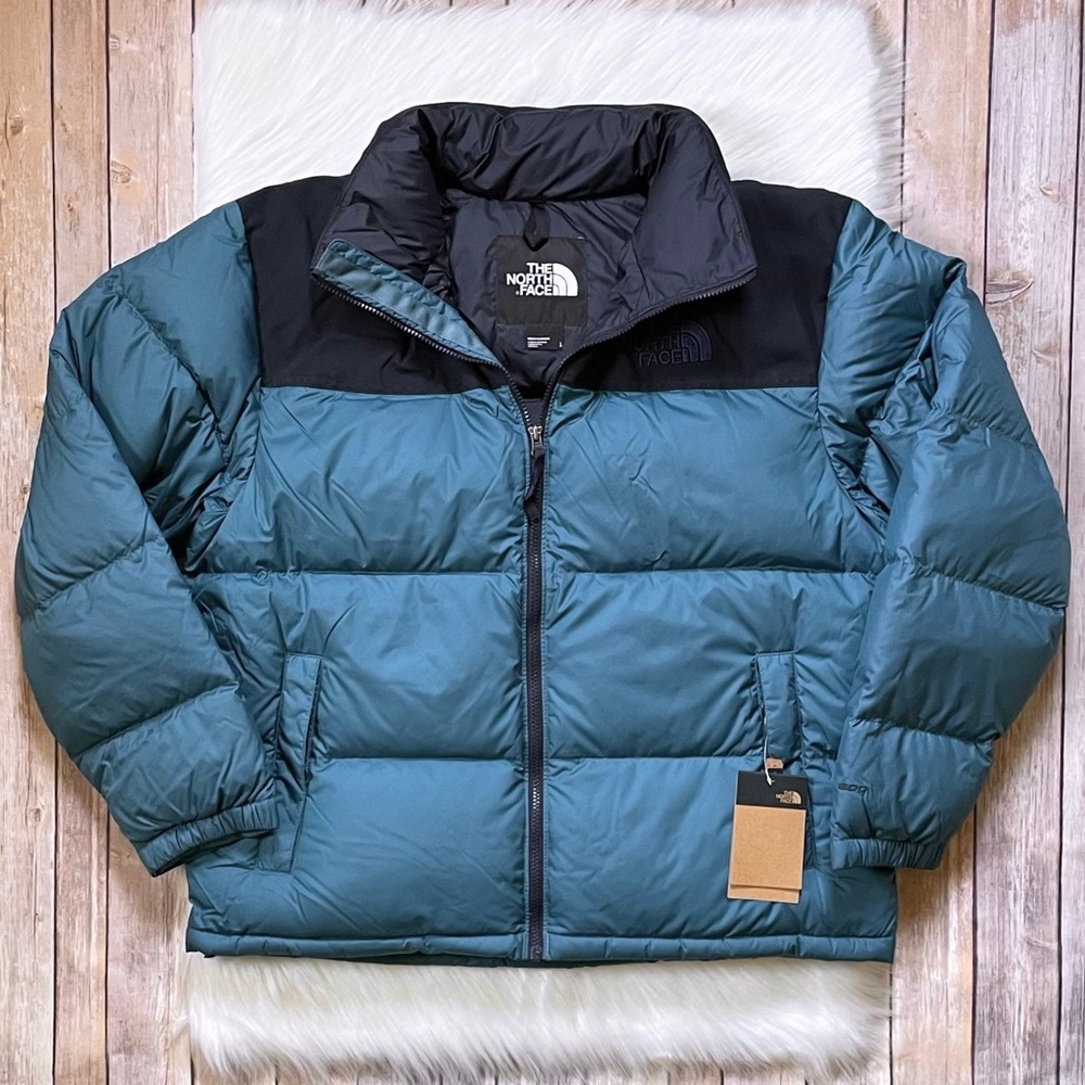 The North Face Men’s Eco Nuptse Jacket In Mallard Blue Aviator Navy - Picture 1 of 9